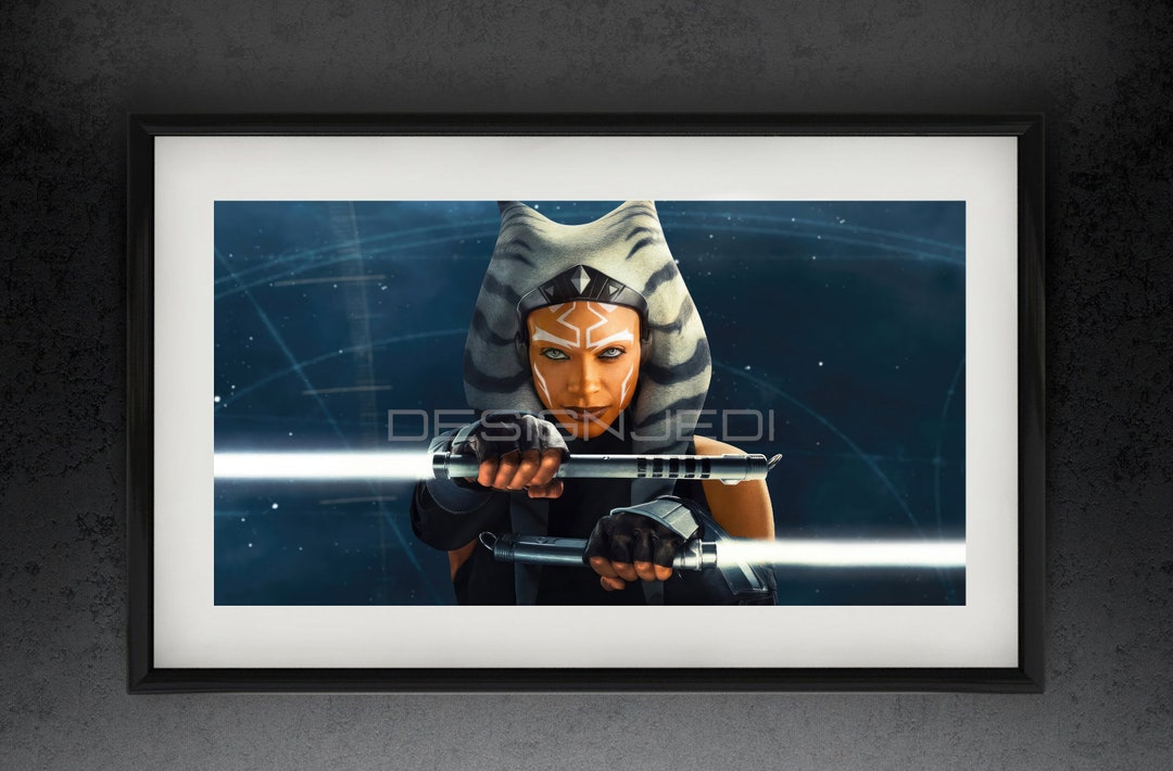 Custom Framed Ahsoka Tano Combat Ready, Framed and Matted Painting