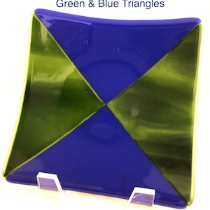6&quot; Square Green & Blue Decorative Plate