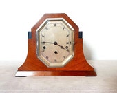 Art Deco Westminster Chimes Mantel Clock - Haller German Clock- Walnut - Vintage Mantle Clock - Pendulum - Working