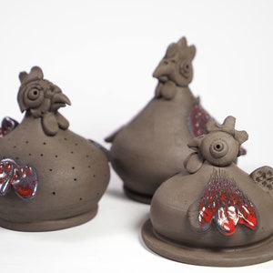 Ceramic Chickens - Handmade Ceramic Hens, Chick Sculpture, Ceramic Souvenir