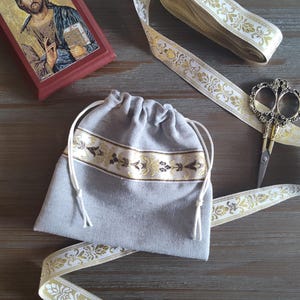 Handmade Linen Prosphora Antidoron Bag Pouch Orthodox Christian Church Bag