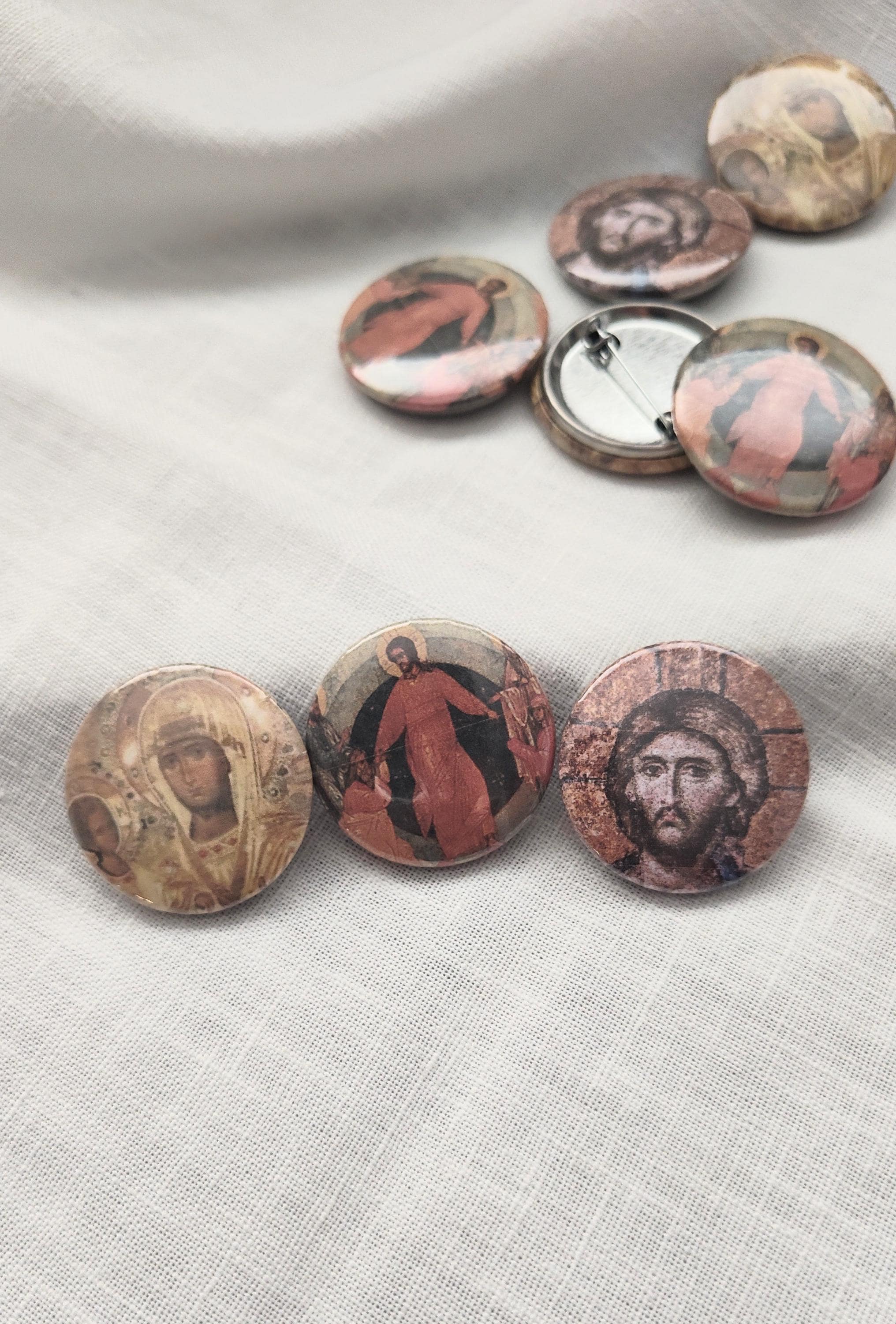 Not Religious Pin Orthodox Christian Icon Button Pins Set of Three Catholic Christian ...
