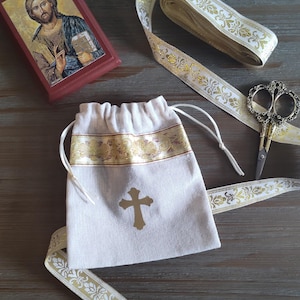 Handmade Linen Prosphora Antidoron Bag Pouch Orthodox Christian Church Bag
