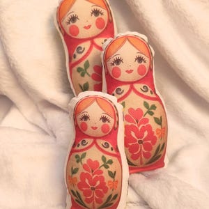 Plush Russian Matryoshka Dolls Set of Three Stuffed Dolls