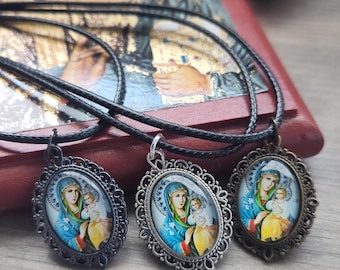 Virgin Mary Theotokos Necklace Pendant Orthodox Christian Pendant Catholic Mary Pendant Necklace