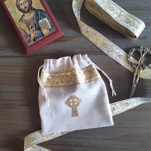 Handmade Linen Prosphora Antidoron Bag Pouch Orthodox Christian Church Bag
