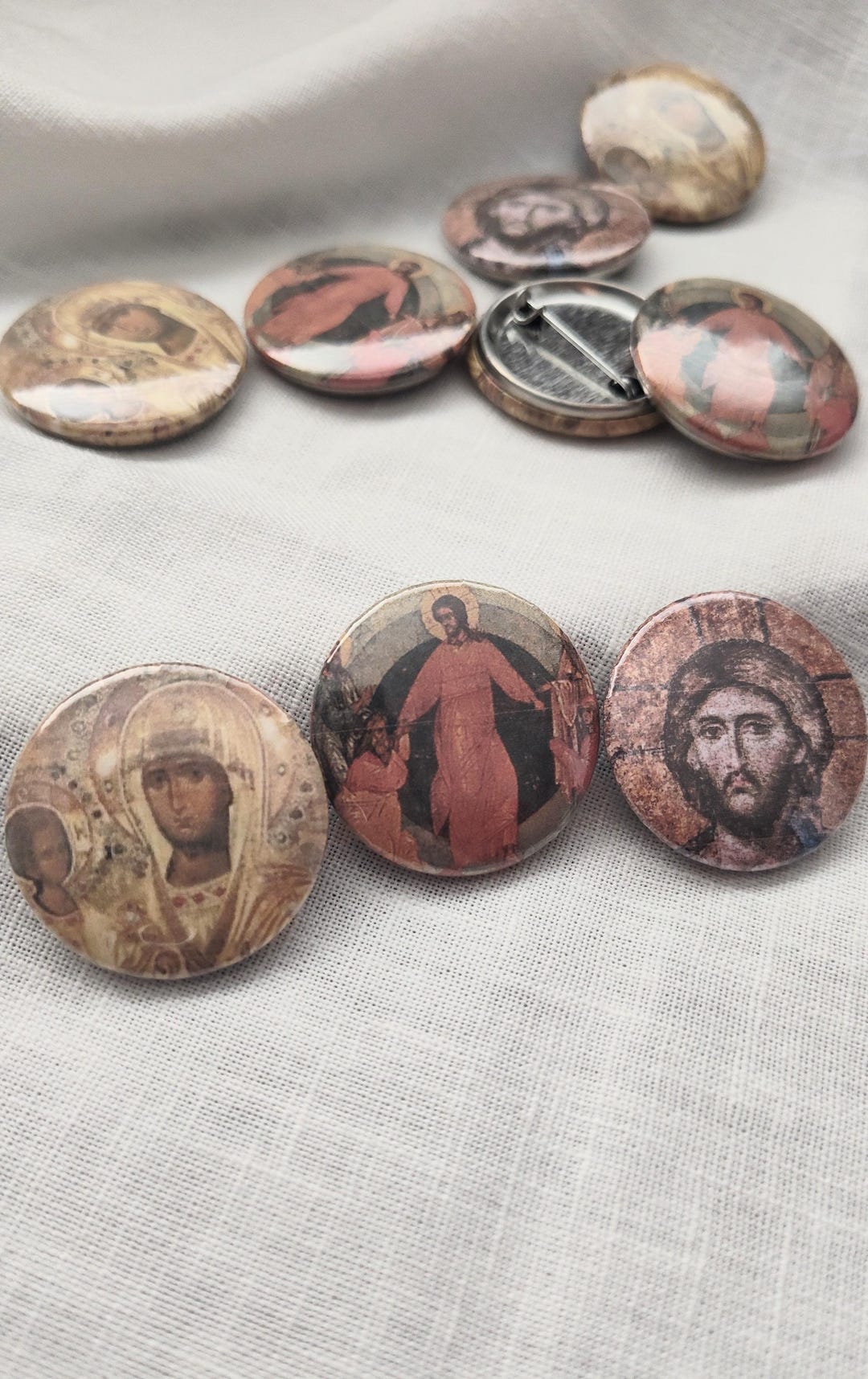 Not Religious Pin Orthodox Christian Icon Button Pins Set of Three Catholic Christian ...