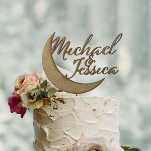Moon Bride and Groom Wedding Personalized Cake Topper, Wedding Couple Gift Cake Decor, Anniversary Gift, Cake Topper for Wedding decoration