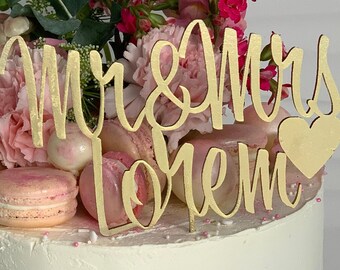 Mr and Mrs Custom Wedding Cake Topper, Gold, Silver Rustic - Personalize your own Cake Topper-Wood Cake Topper for Wedding, Ships From Miami