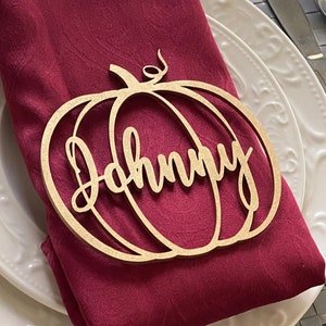 Thanksgiving Pumpkin Place Card Names, Wooden Personalized Laser Cut Names, Pumpkin Thanksgiving Table Set Up Decoration, Name Tags