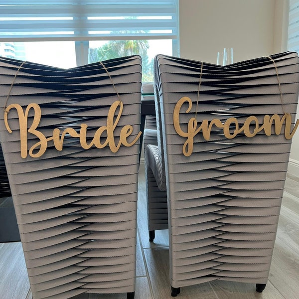 Bride and Groom Chair Signs, Wedding Chair Signs, wedding chair decoration, bride groom signs for wedding chair, Bride and Groom Signs