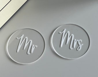 Mr and Mrs Acrylic Signs, Letreros de mesa de boda, Etiquetas de letreros de boda, Decoración de mesa de boda, Mr and Mrs Clear Acrylic Plaques Place Cards