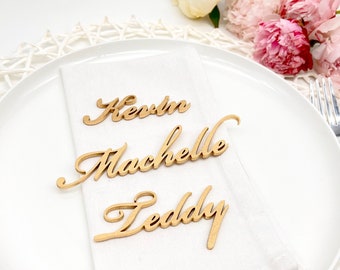 Etiquetas de nombre de mesa, nombres de lugares de boda de madera personalizados para decoraciones de mesa memorables y configuraciones de mesa elegantes, tarjetas de lugar de cumpleaños personalizadas