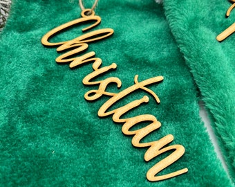 Personalized Stocking Name Tag, Christmas Wooden Custom Name Stocking Tag, Hanging Name Tag, Christmas Decoration Tag
