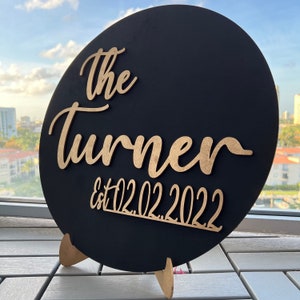 Wedding Sign, Wood 3D Wedding Sign, Mr&Mrs Wall Sign, Wedding Gift Sign, Personalized Round Family Name Wall Sign, Wedding Wall Decoration