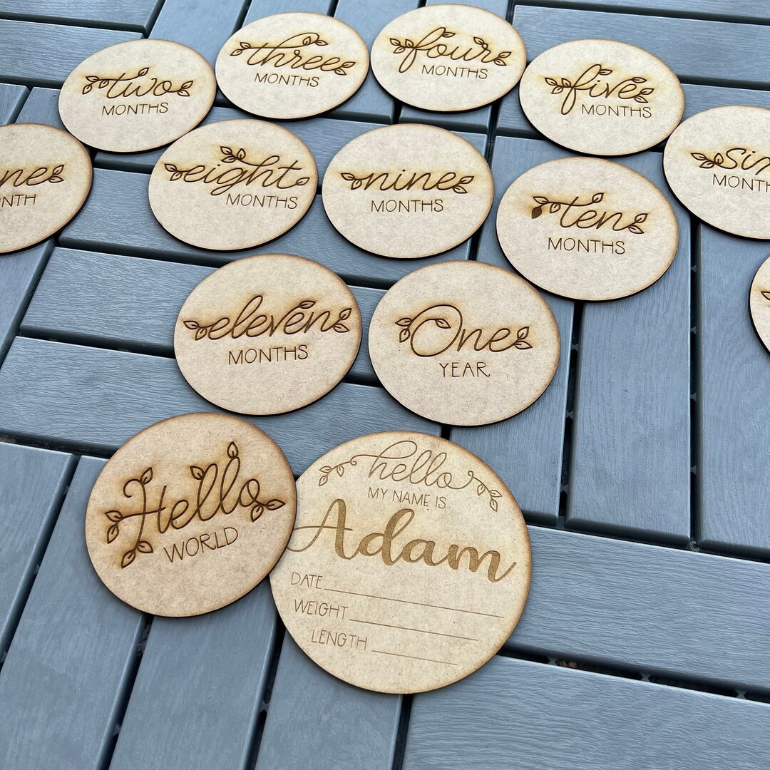 Monthly Photo Props, Personalized Baby Milestone Marker, Baby Monthly ...