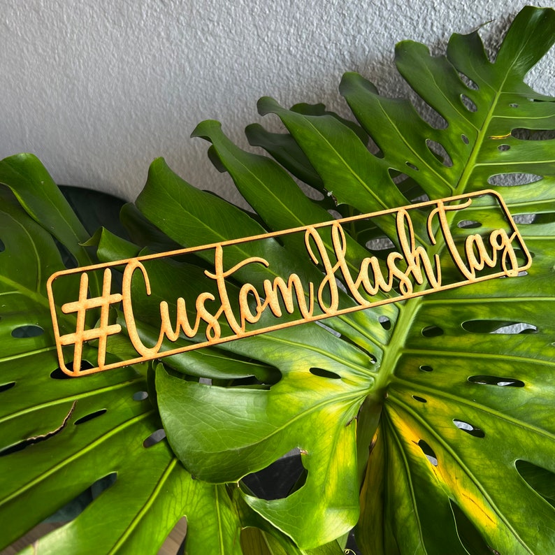 Custom Wedding Wood Sign HashTag, Personalized Wooden Laser Cut Hashtag sign, Wedding & Event Rustic Party Decoration Hashtag sign 5 sizes image 4