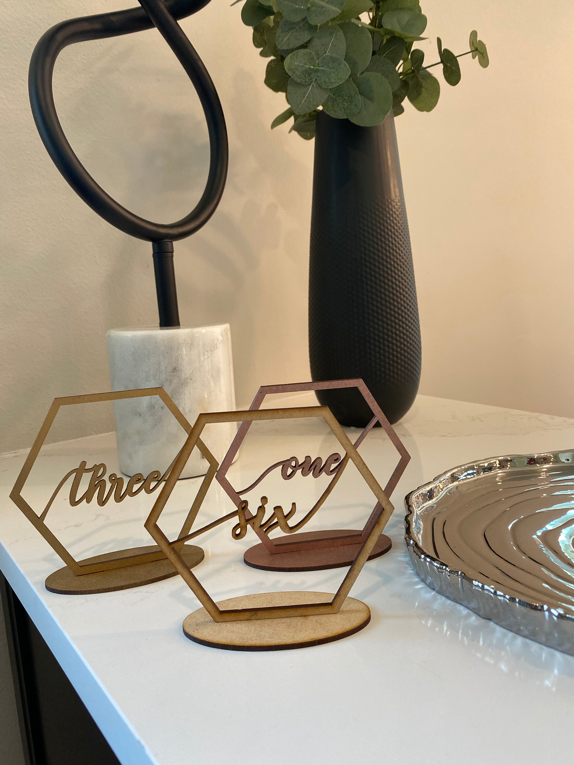 Numbers For Table Setting Wedding Table Numbers, Hexagon Table Numbering, Gold, Silver, Rose Gold ...
