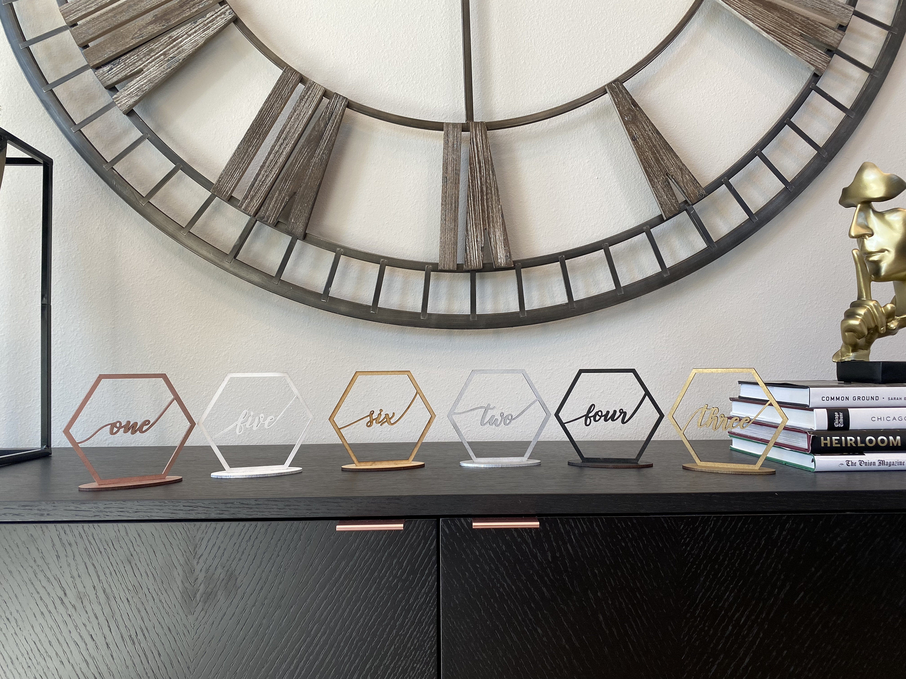 Numbers For Table Setting Wedding Table Numbers, Hexagon Table Numbering, Gold, Silver, Rose Gold ...