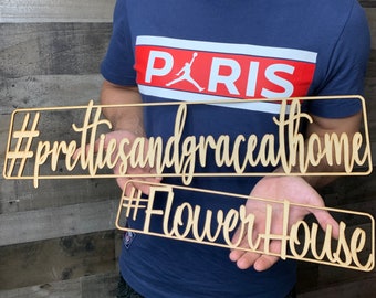 Su letrero HashTag personalizado, Hashtag de madera hecho a medida, letrero de decoración de boda y aniversario / 5 tamaños