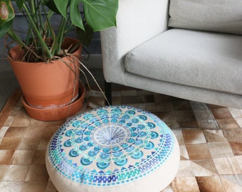 Cotton round meditation embroidered cushions