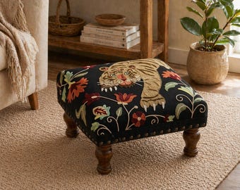 16x16" Animal Embroidered Wooden Stools