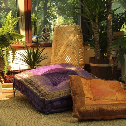 Linen Meditation Cresсent Cushion Filled With Buckwheat Hulls Etsy