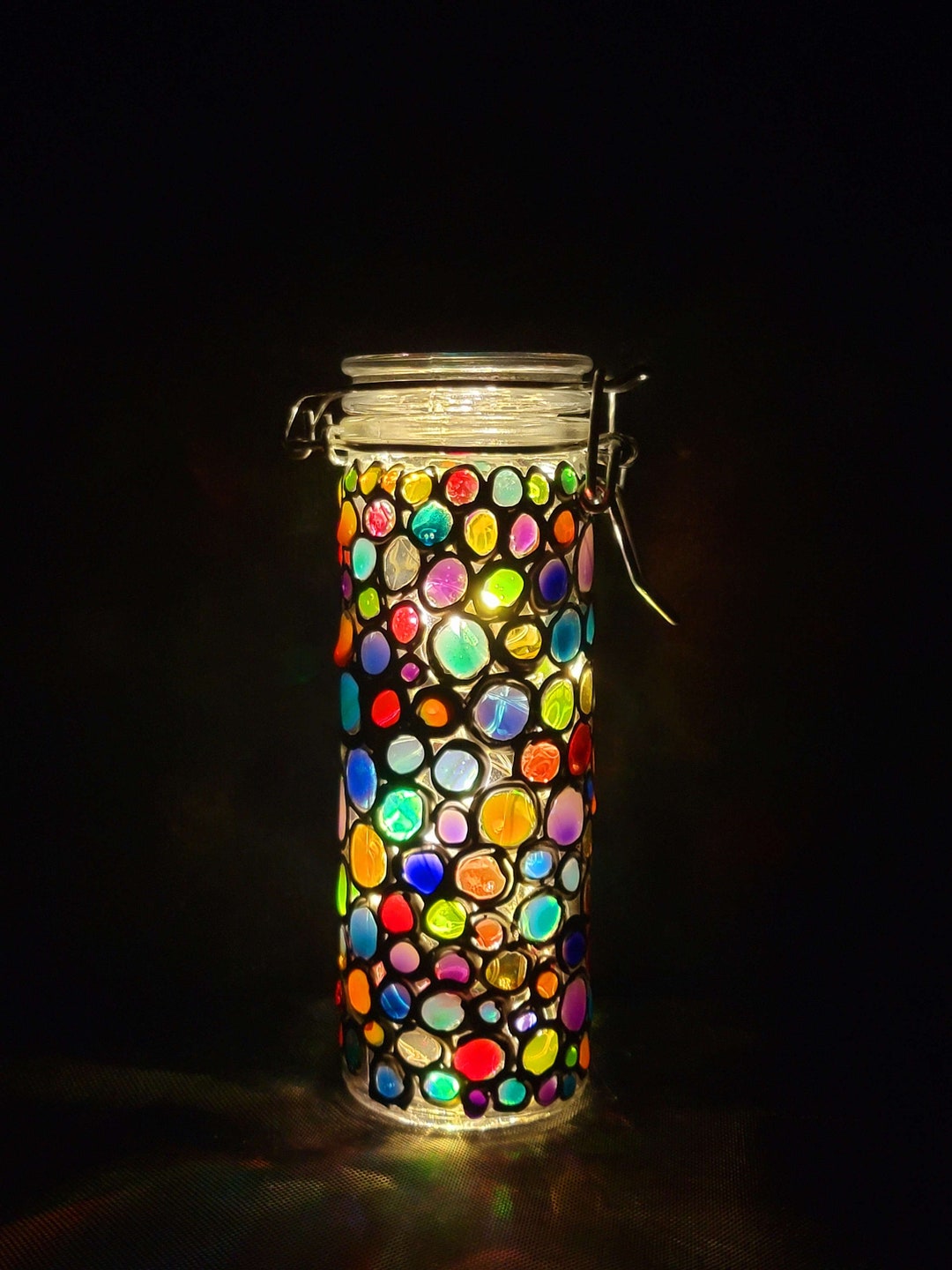 Handmade Colorful Stained Glass Night Lights W/ Fairy Lights Etsy