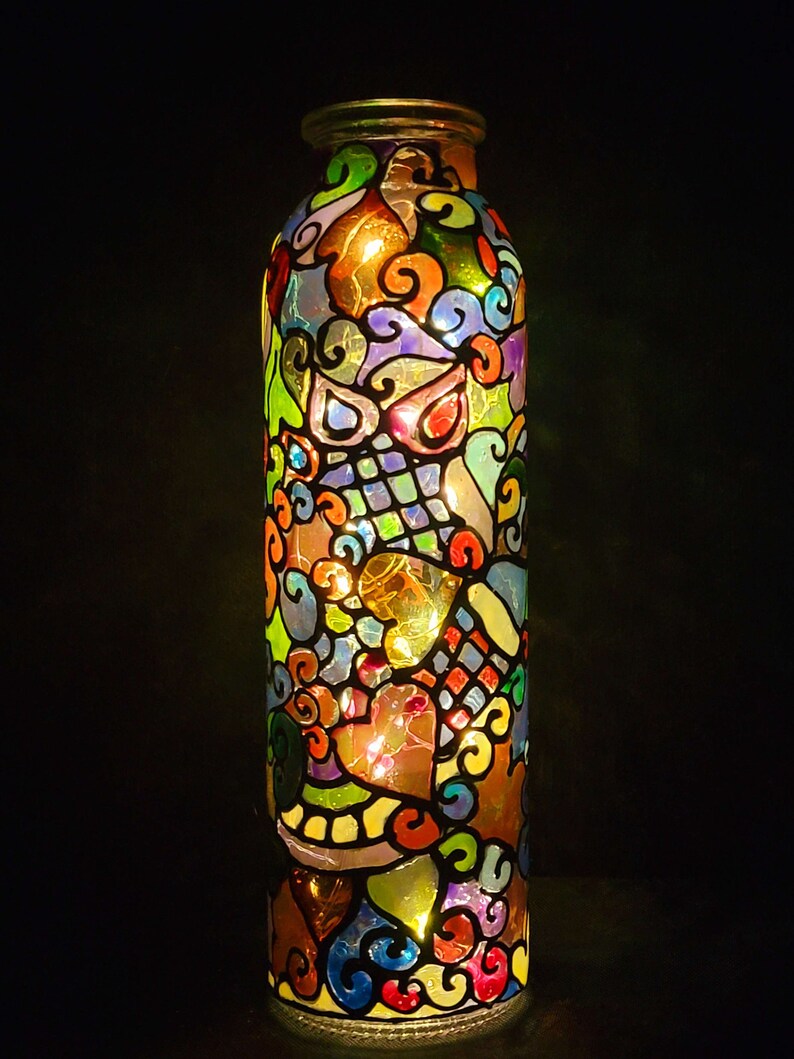 Handmade Colorful Stained Glass Night Lights W/ Fairy Lights Inside