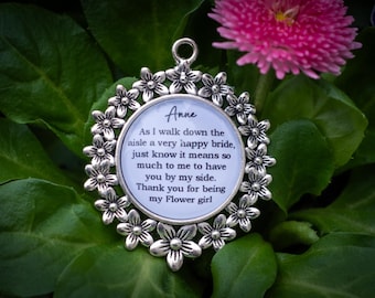 Thank You Bridesmaid Pendant | Personalised Wedding Bouquet Charm | Custom Keepsake For Chief Bridesmaid, Maid of Honour or Matron of Honor