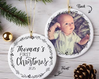 Babies First Christmas Ornament | 1st Christmas Decoration 2025 | Personalised Baby's First Christmas Bauble | Keepsake Gift For New Parents