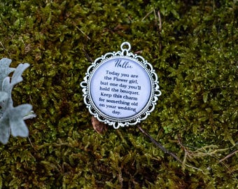 Personalised Bridesmaid Bouquet Charm | Bridal Party Thank You Gifts | Something Old Pendant For Maid of Honour, Bridesmaid or Flower Girl