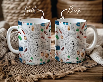 Fathers Day mug & coaster gift for him | Fist bump 3D effect mug | Personalised mug and coaster giftset for Dad | Grandad birthday gift idea