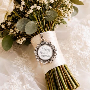 Personalised Wedding Bouquet Charm | Bridal Party Gifts For Her | Custom Bridesmaid Keepsake Gift | Flower Bouquet Pendant For Maid Of Honor