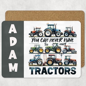 Personalised Gift for Tractor Mad, Custom Name Gift for Child, Keep Sake For Child, Placemat Dinnerware For Child, Placemat Gift For Child