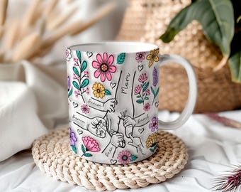 Hold Our Hands 3D Inflated Effect Mug | Mothers Day Gift For Her | Personalised Mug Birthday Gift | Christmas Gift for Mum, Grandmother, Mom