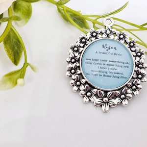 Wedding Bouquet Charm | Personalised Something Blue Pendant | Something Blue Gift For Bride | Personalized Bridal Keepsake Gift For Her.