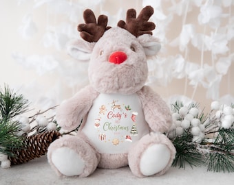 Babies First Christmas Soft Toy | Personalised 1st Christmas Keepsake | Children's Christmas Gifts | Baby's First Christmas Reindeer Teddy