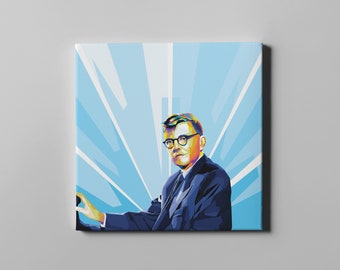 Dmitri Shostakovich Portrait Canvas Print, Colorful Wall Art Decor, Pop Art Poster