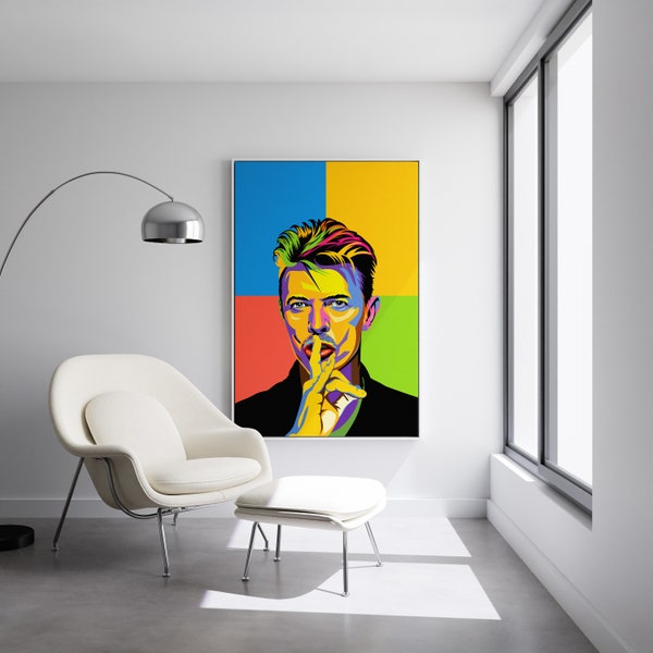 David Bowie - Color Blocks Vol2 - Ready to Hang Framed Pop Art, Large Canvas Wall Decor Art