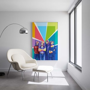Pink Floyd - Rock Band - Ready to Hang Framed Pop Art, Large Canvas Wall Decor Art