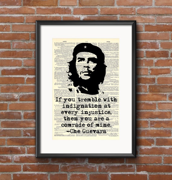Che Guevara Revolution Injustice Quote 8x11 Dictionary Etsy