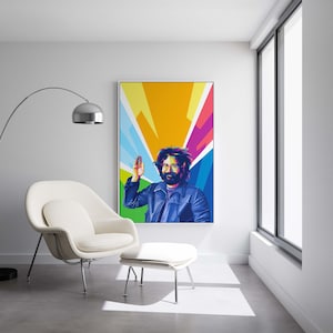 Jerry Garcia - Grateful Dead - Ready to Hang Framed Pop Art, Large Canvas Wall Decor Art