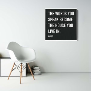 Hafez - The Words You Speak - Ready to Hang - Inspiring Quotes, Large Canvas Wall Art