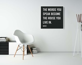 Hafez - The Words You Speak - Ready to Hang - Inspiring Quotes, Large Canvas Wall Art