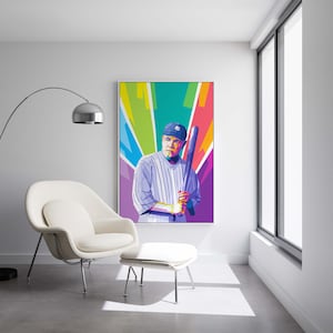 Babe Ruth - Yankees - Ready to Hang Framed Pop Art, Large Canvas Wall Decor Art