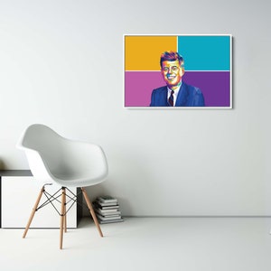 John F. Kennedy - Portrait - Ready to Hang Framed Pop Art, Large Canvas Wall Decor Art