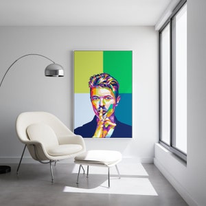 David Bowie Portrait Canvas Print, Colorful Wall Art Decor, Rock Poster