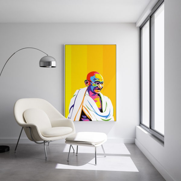 Mahatma Gandhi Vol2 Portrait Poster, Canvas Print, Colorful Wall Art Decor