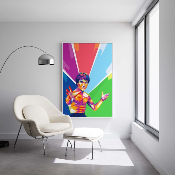 Bruce Lee - Enter the Dragon - Ready to Hang Framed Pop Art, Large Canvas Wall Decor Art